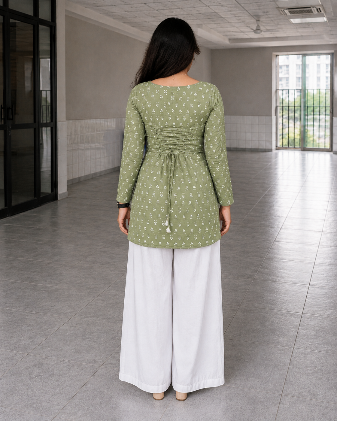 Printed Women Green Kurti 